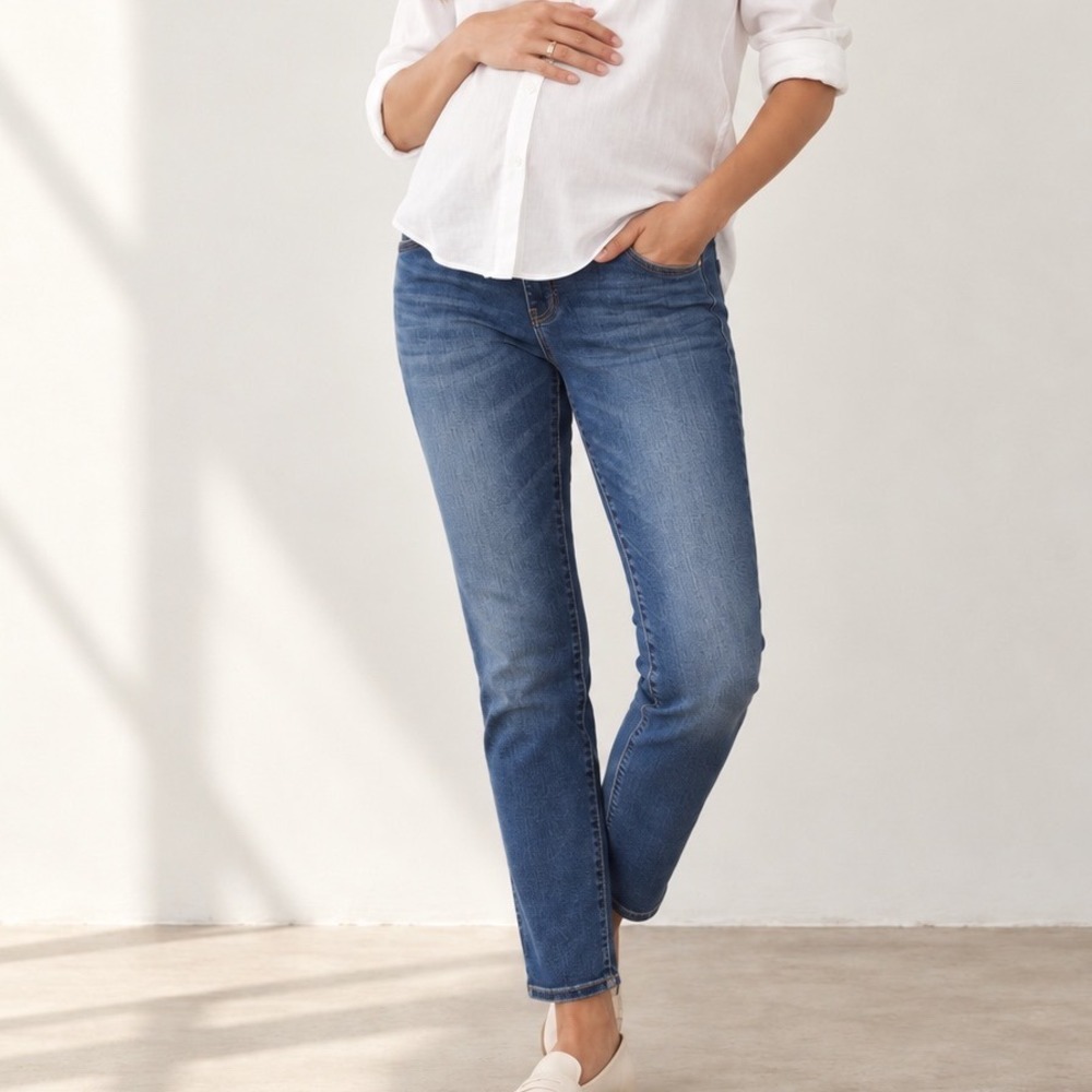 Madewell Maternity Skinny Jeans Over The Belly Dark Wash Blue Size 28 B2